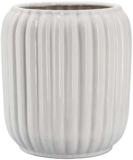 Ceramic planter cover 40 × 40 × 44 cm white with embossed pattern