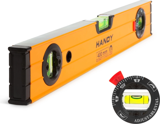 Magnetic aluminum spirit level with rotating vial, 400 mm