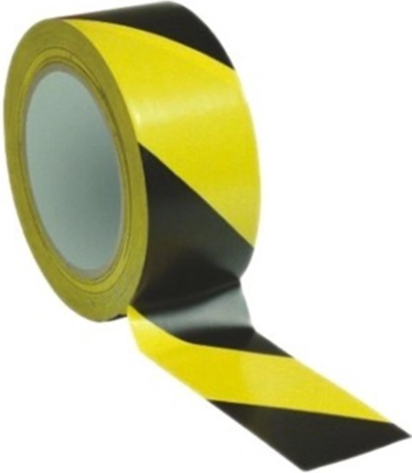 Warning self-adhesive tape 48 mm × 66 m, yellow-black, right-slant stripes