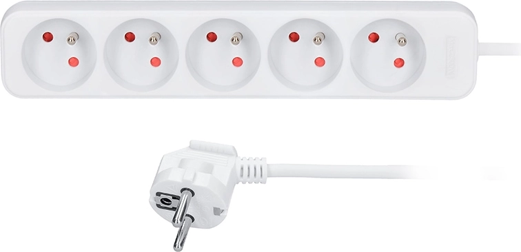 Solight extension cord 5 sockets 3 m white