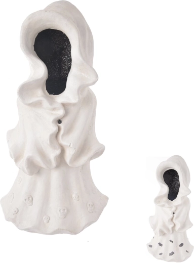 White polyresin ghost decoration with LED lights and sound