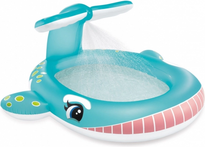 Opblaasbaar kinderzwembad walvis met sproeier INTEX