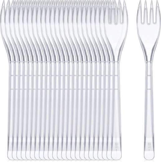 Fourchettes en plastique transparentes réutilisables 17,5 cm (25 pcs)