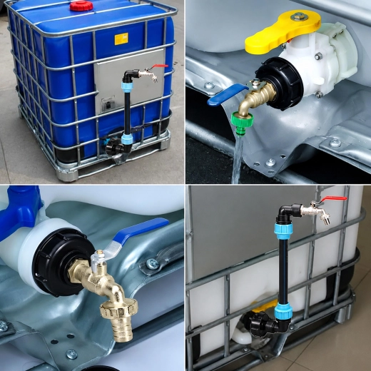 Raccordement d’un tuyau et vidange propre depuis l’IBC