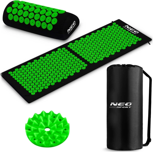 Acupressuurmat met punten Neo Sport zwart-groen (set met kussen en tas)