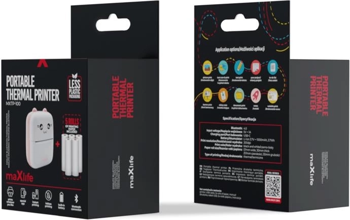 Ready to go: 5 paper rolls included