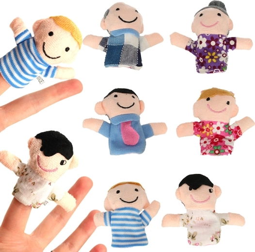 Family textile finger puppets - set of 6 pcs