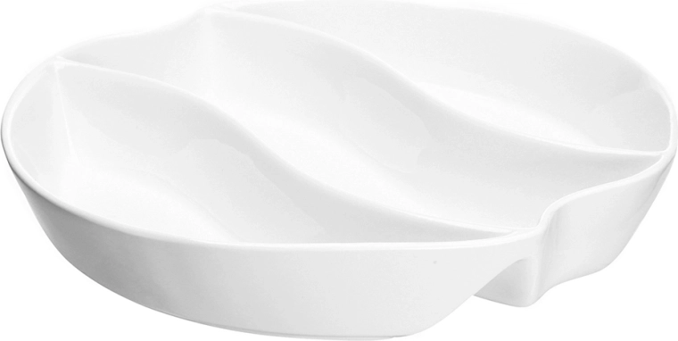 Divided porcelain serving plate 25 cm, 3 compartments