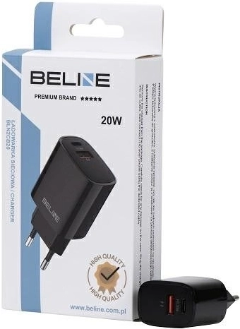 chargeur noir 20W avec USB‑C + USB‑A