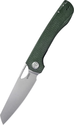 Kubey Elang KU365E couteau pliant 10 cm, bead blasted, micarta vert foncé avec clip