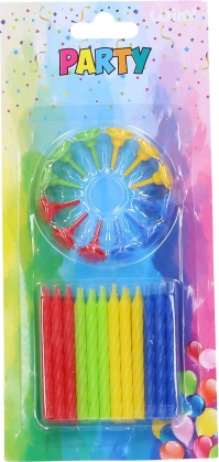 Bougies avec supports, ensemble de 24 pièces