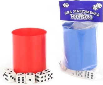 Dice with cup (6 pcs) in 2 colors - 1 set