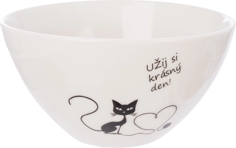 Porcelain bowl with a cat and the inscription “enjoy…” 460 ml
