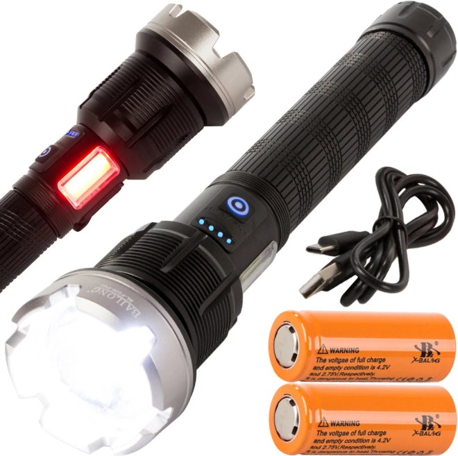 Taktische Militär-Taschenlampe mit LED CREE XHP90 und Powerbank-Funktion