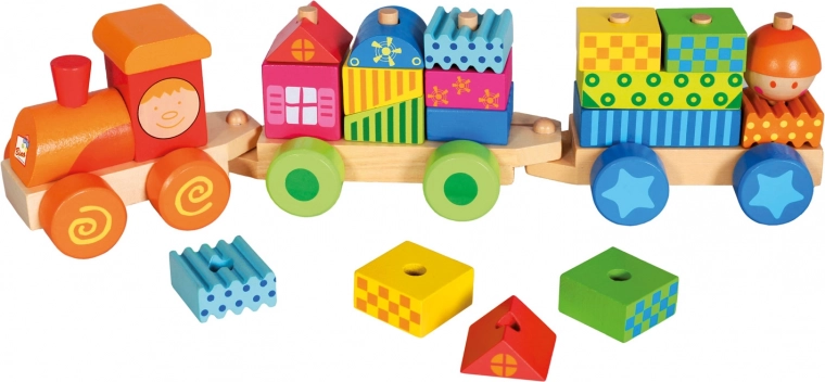 Bino wooden train with houses