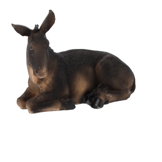 Ezelsfiguur voor kerststal van polyresin, 14 × 26 × 21 cm