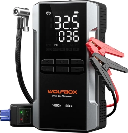 WOLFBOX MegaVolt 24 Air booster de démarrage avec compresseur, 24 000 mAh, 4 000 A