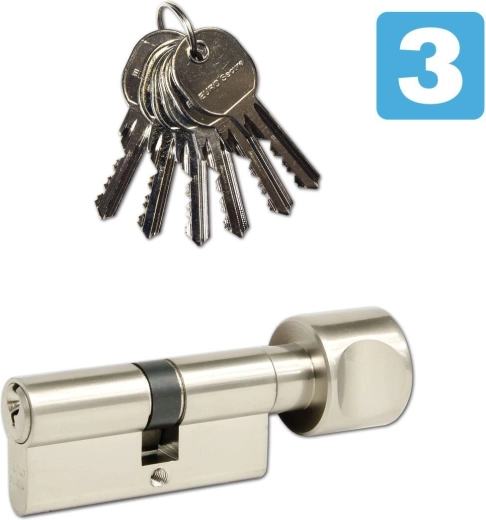 Cylindre 30/35 avec bouton, 6 clés, classe de sécurité 3 RICHTER