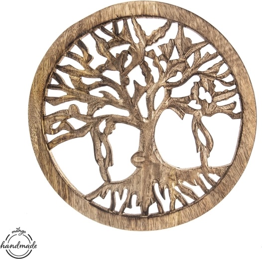 Baum des Lebens aus Mangoholz – runde Wanddekoration
