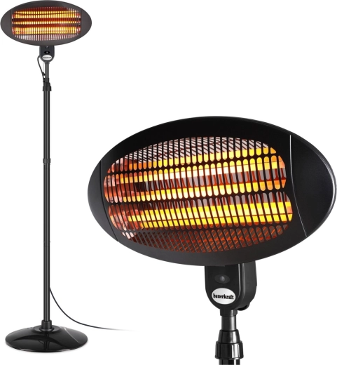 Bauerkraft electric infrared patio heater 2000 W, freestanding and wall-mounted