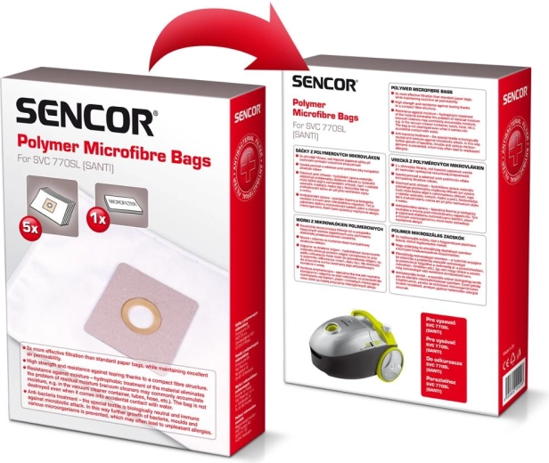Sacs filtrants en microfibre pour aspirateur Sencor SVC 770, 5 pièces