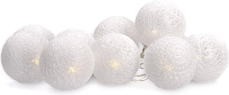 Solight LED-lichtslinger met katoenen bollen, 10 LED's, 1,5 m, warm wit, op batterijen
