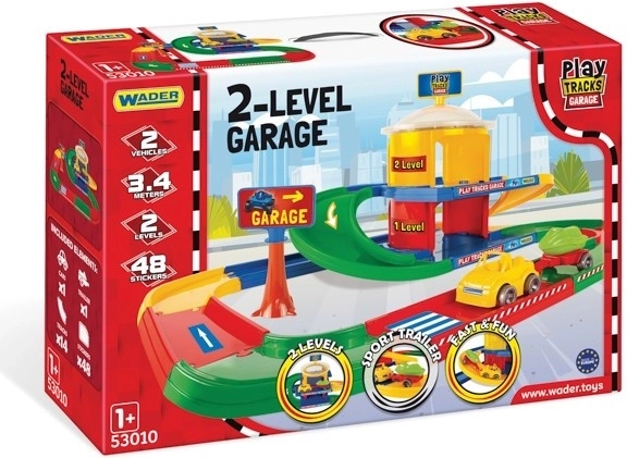 Twee-laags garage WADER PLAY TRACKS met baan van 3,4 m en 2 autootjes