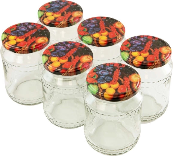 Set of 720 ml canning jars with 82 mm lids, 6 pcs