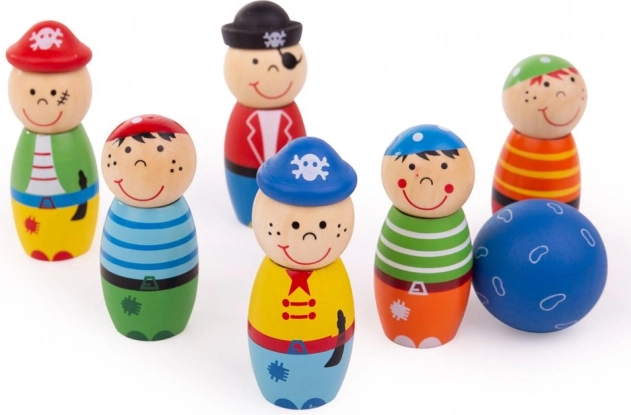 Colorful Wooden Pirate Bowling Pins for Children