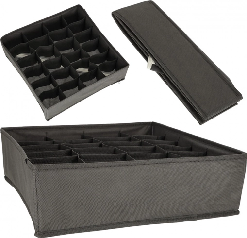 Organisateur textile pour tiroir de lingerie, chaussettes et accessoires – 24 compartiments