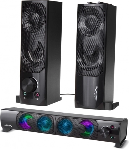 Enceintes stéréo pour ordinateur Audiocore 2.0 avec barre de son et RGB