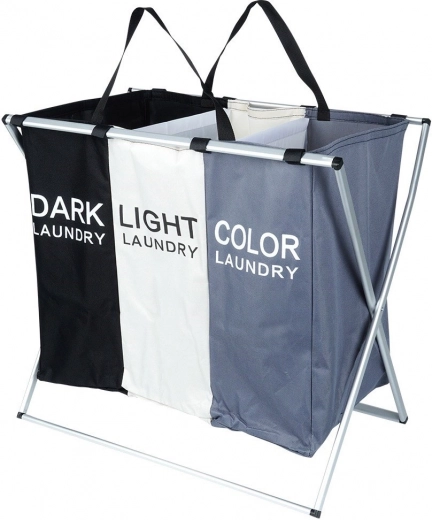 Drei Kammern für schnelles Wäschesortieren