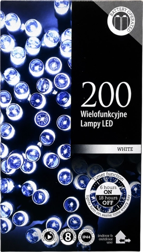 Guirlande lumineuse LED de Noël 200 LED, 20 m, blanc froid