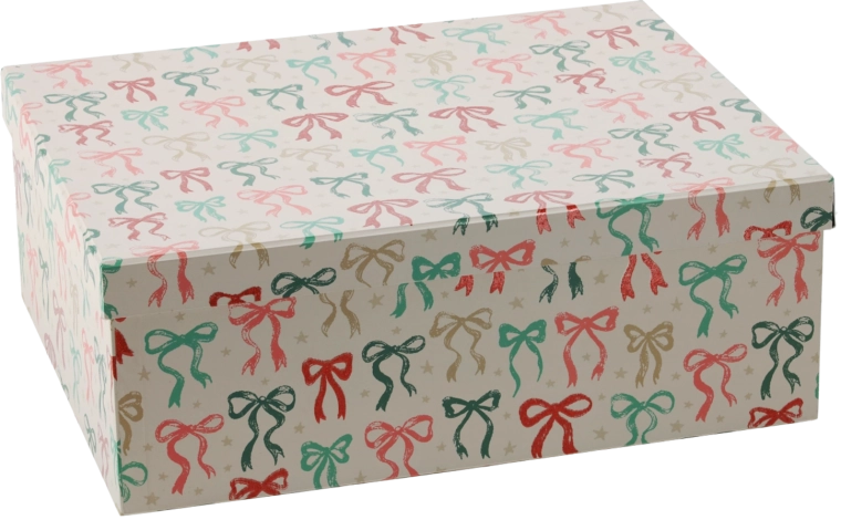 Weihnachtliche Geschenk-Präsentationsbox mit Schleife 39 × 30 × 14,5 cm