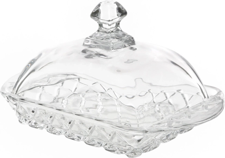 Karo glass butter dish with lid