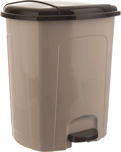 Kunststoff-Treteimer 30 l, beige mit dunklem Deckel