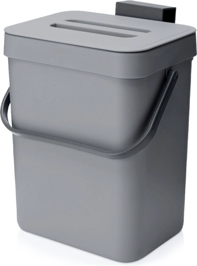 Hängender Abfalleimer für Schranktür, grau, 3 l