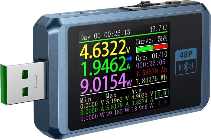 Fnirsi FNB48P BT USB-poorttester met Bluetooth