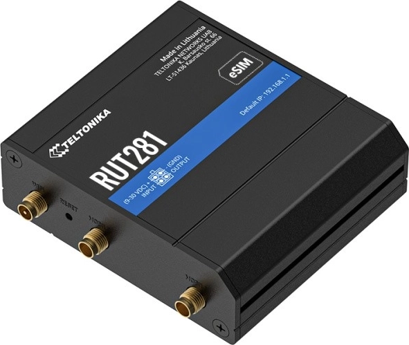Industrieel ontwerp Teltonika RUT281 met eSIM-aanduiding