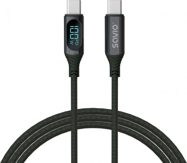 usb-c-kabel met display 100 w savio