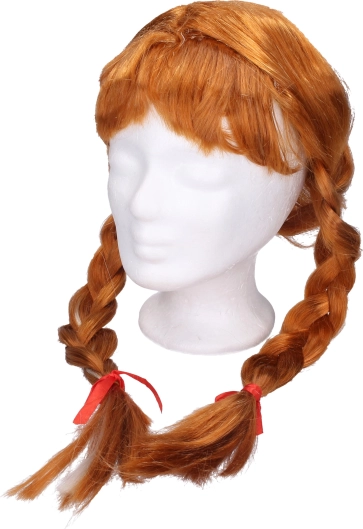 Red Wig with Braids and Blonde Streak