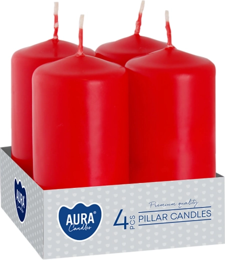 Bougies de l’Avent rouges 80 × 40 mm - 4 pièces