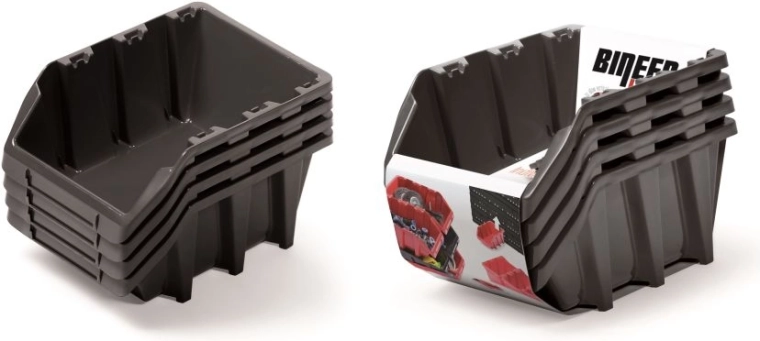 Ensemble de boîtes de rangement Bineer Long, 4 pcs, noir