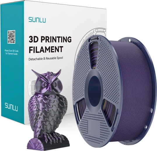 Sunlu PLA+ Silk tweekleurig filament zwart en paars