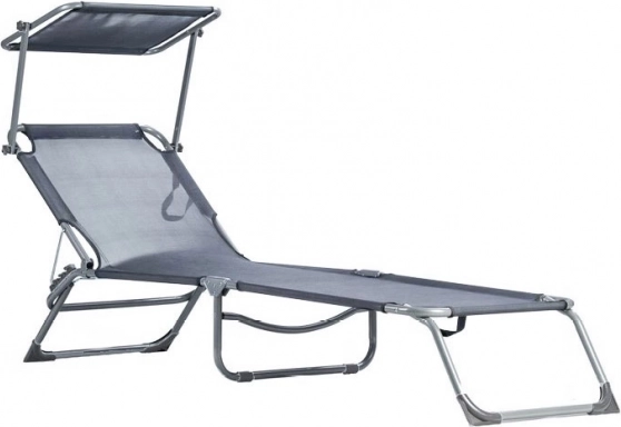 Adjustable garden lounger with canopy, grey MultiGarden