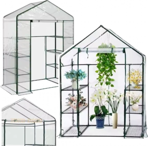 Mini serre de jardin avec film PVC et 4 étagères