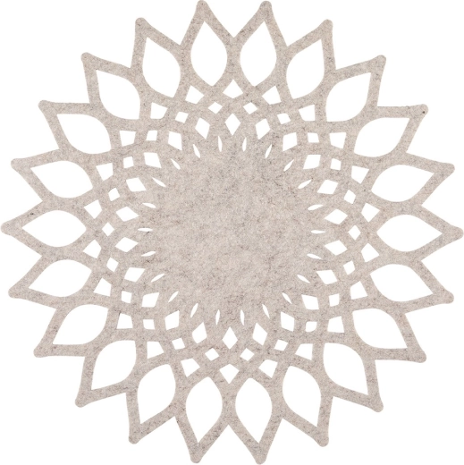 Rundes Filz-Tischset 38 cm – beige Blume