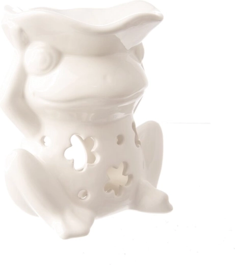 Ceramic aroma lamp shaped like a white frog
