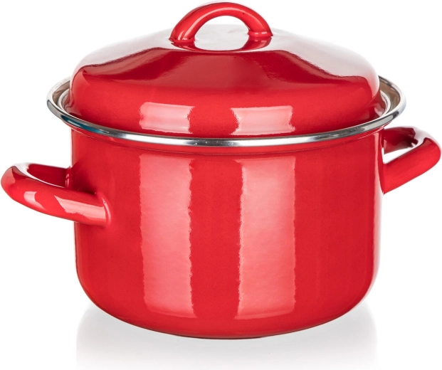 Emaille-Topf mit Deckel 2 l, 16 cm, Milton, rot