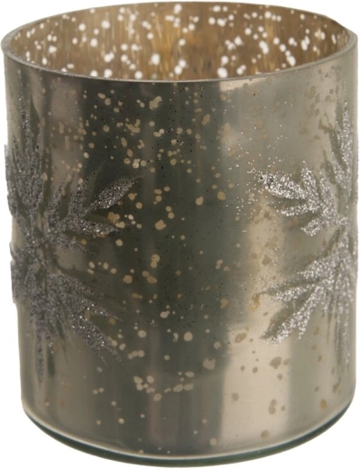 Glass candle holder with a snowflake motif in gold decor 10 × 10 × 11 cm